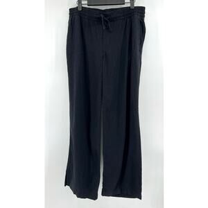 Old Navy Women's Linen Wide Leg Pants Size M Black Boho Chic Coastal